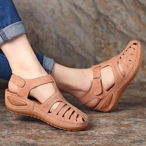 Hollow Out Lightweight Breathable Hook Loop Wedges Sandals