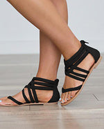 Ankle Wrap Strappy Zipper Back Flat Sandals