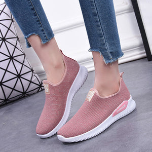 Women Outdoor Running Breathable Mesh Slip On Flat Shoes