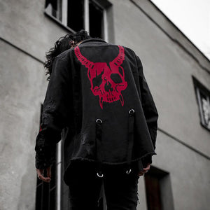 Demon Hunter Skull Black Denim Jacket