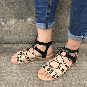 Leopard Printed Lace-Up Sandals