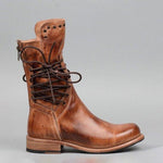 Back Zipper Vintage Lace-Up Holiday Mid-calf Boots