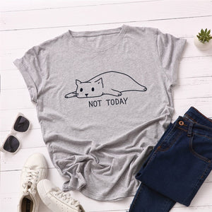 Plus Size S-5XL New Lovely Cat Letter Print T Shirt