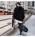 Fake 2 Pieces Ribbons Hooded High Street Pullover Sweatshirt