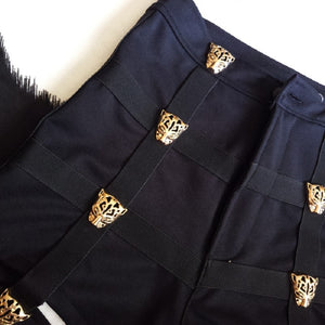Metal Leopard Button Elastic Hollow Out Hip Pop Shorts