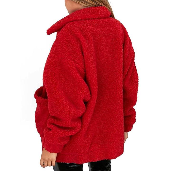 Winter Warm Soft Zipper Fur Jacket Female Plush Overcoat Casual Outerwear
