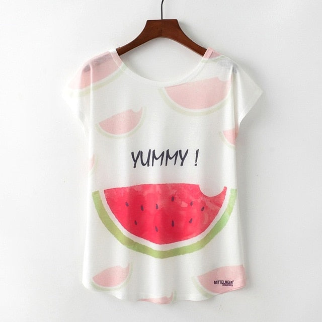 Kawaii Cute Style Nice Cat Print T-shirt