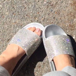 Women Crystal Diamond Bling Beach Slides Sandals Slipper