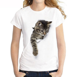 Charmed 3D cat Print Casual Harajuku Women T-Shirt