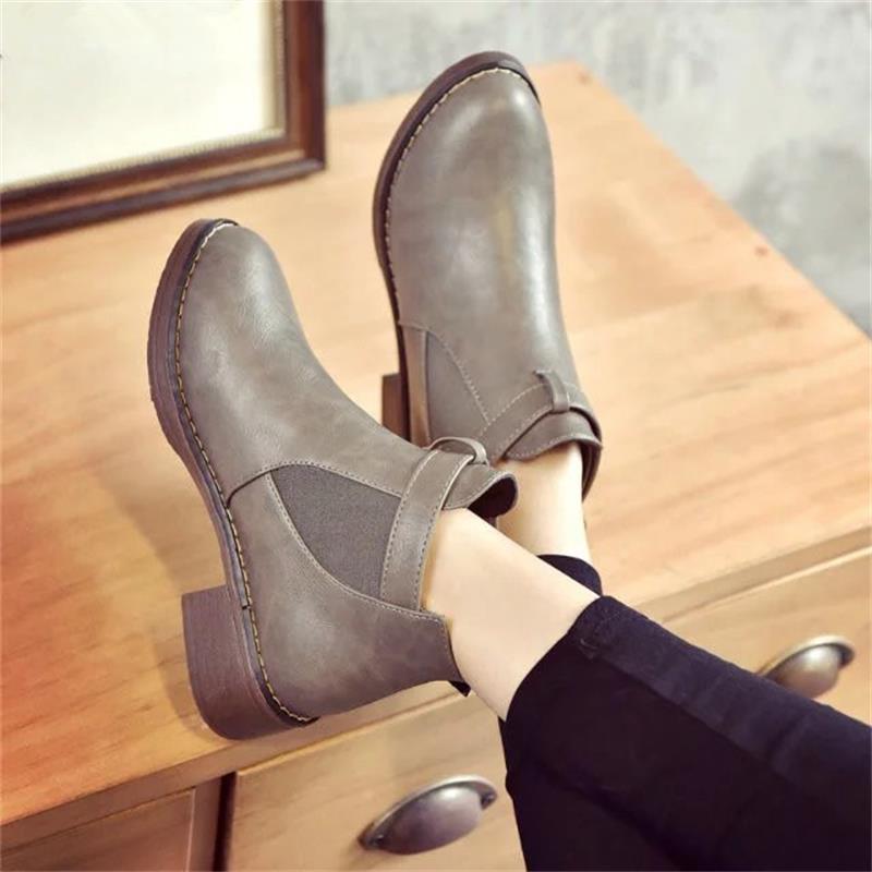Autumn Female Buckle Strap Solid Comfortable Ankle Boots