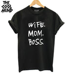high quality 100% cotton wife mom boss Tshirt