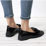Women Bowtie Patent Leather  Loafers