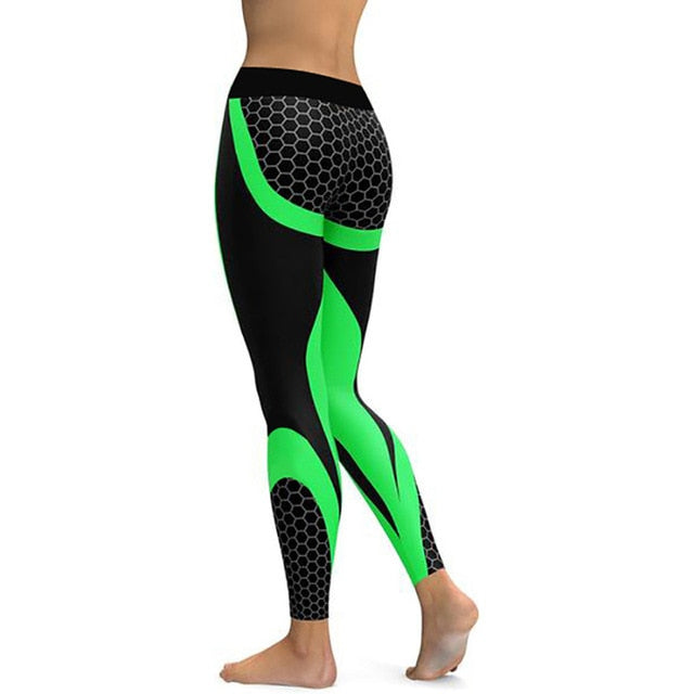 Mesh Pattern Print Fitness Leggings For Women