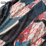 Japanese Ukiyo E Geometry Patchwork Long Sleeve Shirts