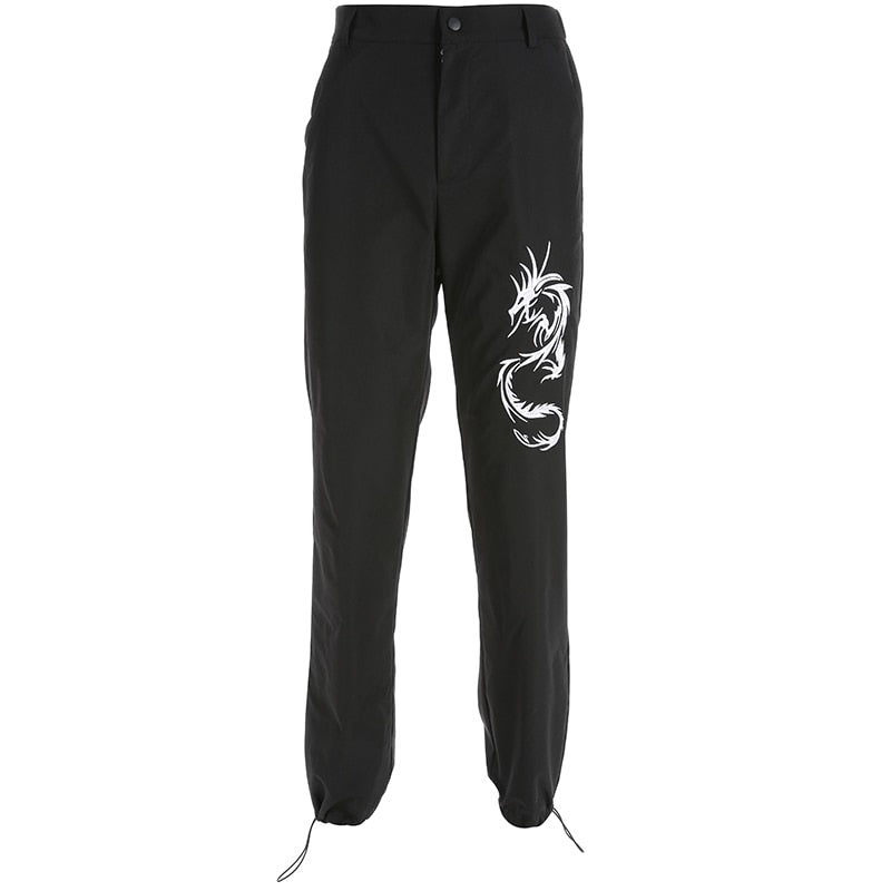 Dragon Embroidery Cargo Pants