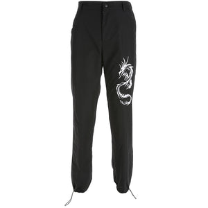 Dragon Embroidery Cargo Pants