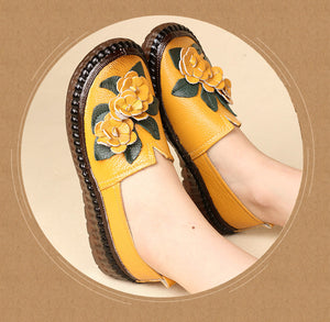 Retro Handmade Genuine Leather Loafers Flat Shoes
