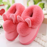 New Women Slippers Rabbit Ears Plush Indoor Home Shoes