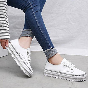 2019 White  Crystal  Platform Sneakers Walking Loafers