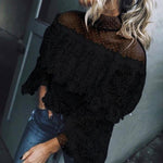Casual Sexy Ruffle Lace Blouse
