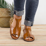 Vintage Black Flat Peep Toe Slip-on Sandals Plus Sizes