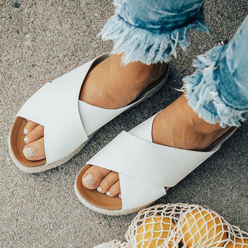 Women's Plus Size Peep Toe Platform Summer Slippers